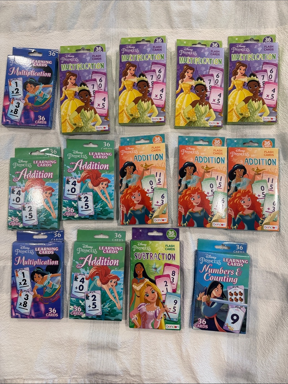 Disney Princess Flash Card Sets - Purple, Green, Teal, Orange